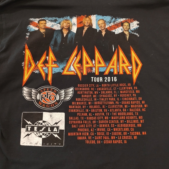 Def Leppard Unisex Concert T-shirt Summer 2016 US Tour Rock British 80s XL Black - Picture 1 of 6